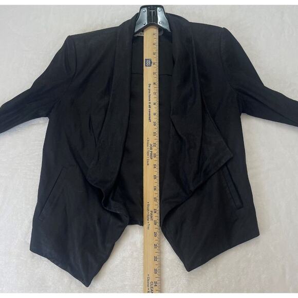 Alice + Olivia Goat Leather Jacket Size XS Draped Waterfall Open Front - Damaged - Picture 14 of 16